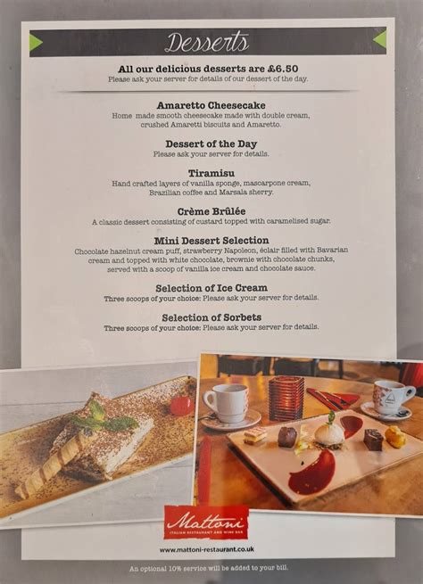 mattoni restaurant menu.